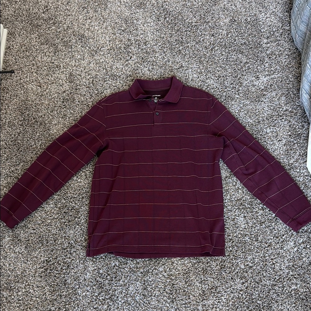 Van Heusen Purple Polo Shirt with Subtle Knit Stripes